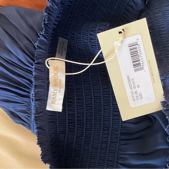 Ramy Brook Blue Bubble Mini Skirt with Smocked Ruffles - Picture 4 of 5